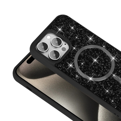 Apple iPhone 14 Pro Max Kılıf Pırlanta Tasarımlı M-safe Şarj Özellikli Zore Mozaik Silikon Kapak - 10