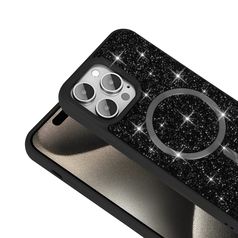 Apple iPhone 14 Pro Max Kılıf Pırlanta Tasarımlı M-safe Şarj Özellikli Zore Mozaik Silikon Kapak - 10
