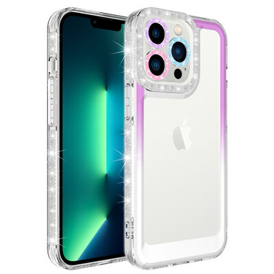 Apple iPhone 14 Pro Max Kılıf Simli ve Renk Geçiş Tasarımlı Lens Korumalı Zore Park Kapak - 4