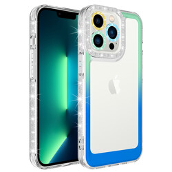 Apple iPhone 14 Pro Max Kılıf Simli ve Renk Geçiş Tasarımlı Lens Korumalı Zore Park Kapak - 8