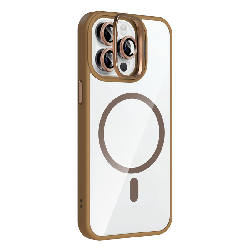 Apple iPhone 14 Pro Max Kılıf Standlı ve Kamera Lens Hediyeli M-Safe Şarj Özellikli Zore Etro Kapak - 14