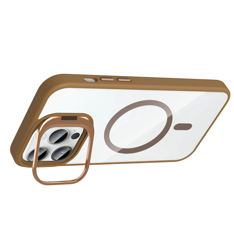 Apple iPhone 14 Pro Max Kılıf Standlı ve Kamera Lens Hediyeli M-Safe Şarj Özellikli Zore Etro Kapak - 15