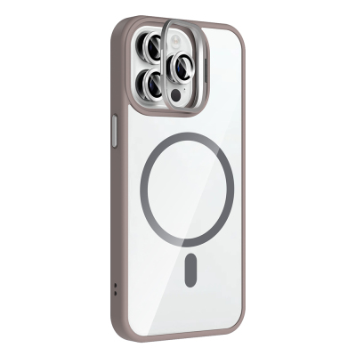 Apple iPhone 14 Pro Max Kılıf Standlı ve Kamera Lens Hediyeli M-Safe Şarj Özellikli Zore Etro Kapak - 12