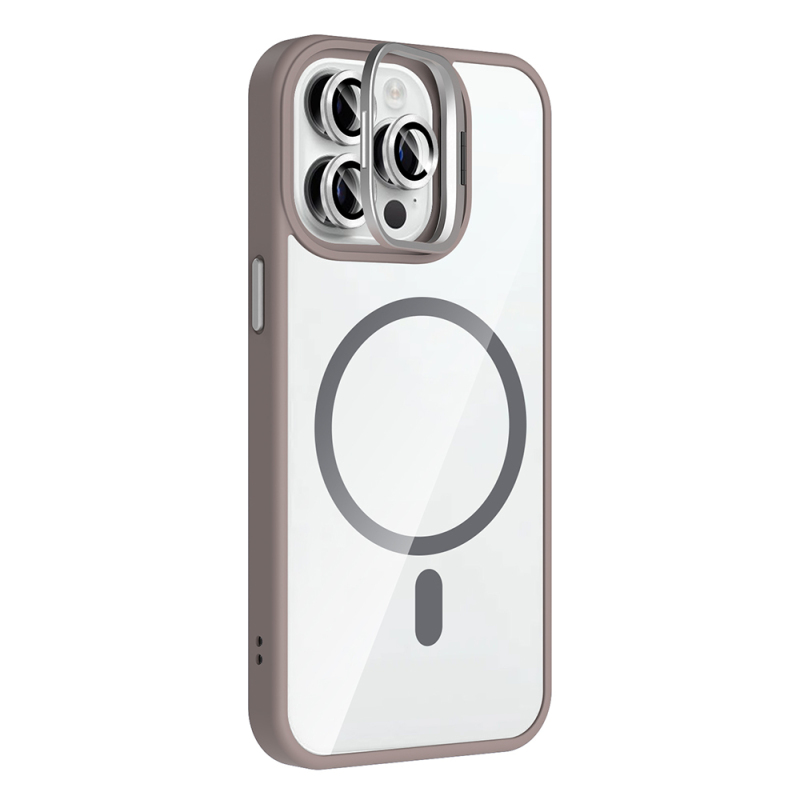 Apple iPhone 14 Pro Max Kılıf Standlı ve Kamera Lens Hediyeli M-Safe Şarj Özellikli Zore Etro Kapak - 12