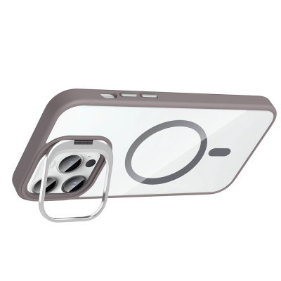 Apple iPhone 14 Pro Max Kılıf Standlı ve Kamera Lens Hediyeli M-Safe Şarj Özellikli Zore Etro Kapak - 13