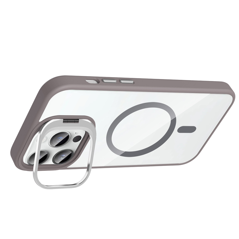 Apple iPhone 14 Pro Max Kılıf Standlı ve Kamera Lens Hediyeli M-Safe Şarj Özellikli Zore Etro Kapak - 13