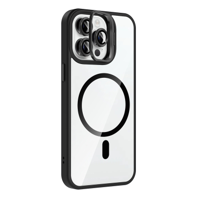 Apple iPhone 14 Pro Max Kılıf Standlı ve Kamera Lens Hediyeli M-Safe Şarj Özellikli Zore Etro Kapak - 16