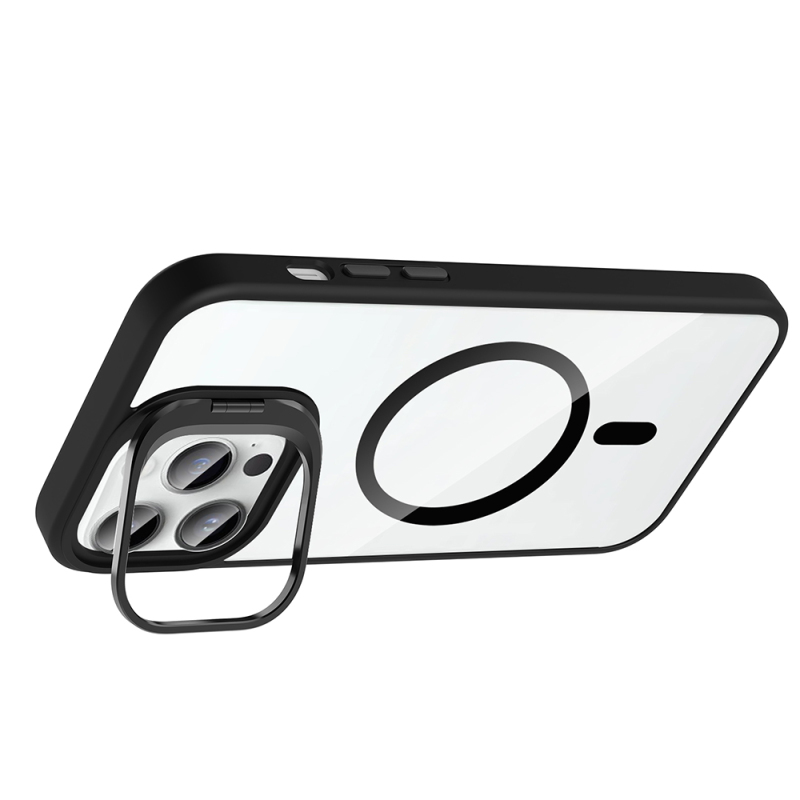 Apple iPhone 14 Pro Max Kılıf Standlı ve Kamera Lens Hediyeli M-Safe Şarj Özellikli Zore Etro Kapak - 17
