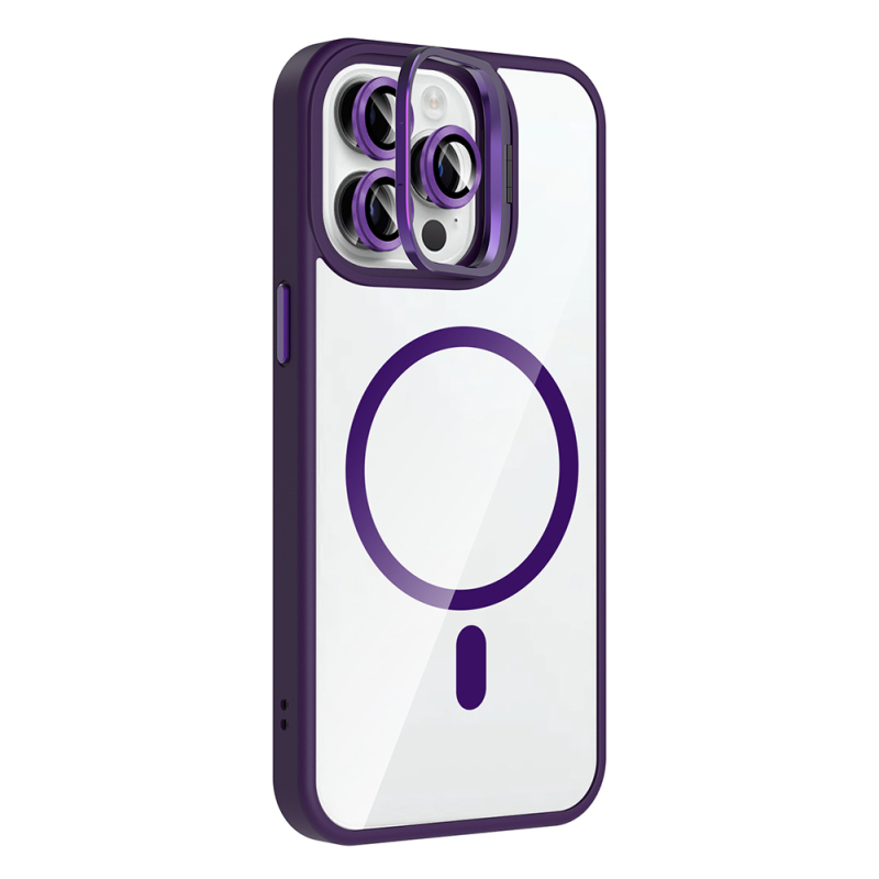 Apple iPhone 14 Pro Max Kılıf Standlı ve Kamera Lens Hediyeli M-Safe Şarj Özellikli Zore Etro Kapak - 8