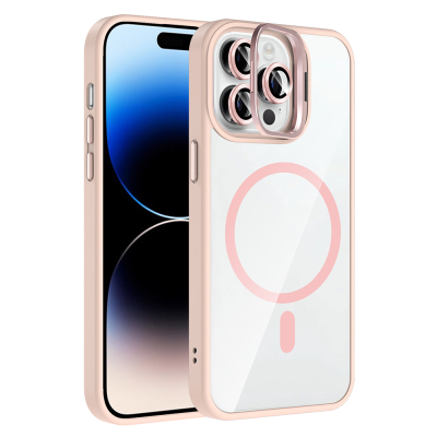 Apple iPhone 14 Pro Max Kılıf Standlı ve Kamera Lens Hediyeli M-Safe Şarj Özellikli Zore Etro Kapak - 7