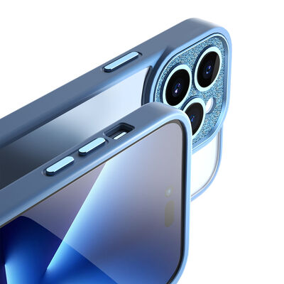 Apple iPhone 14 Pro Max Kılıf ​​​​​Wiwu GCC-105 Lens Korumalı Renkli Kenar Arkası Şeffaf Multicolor Kapak - 9