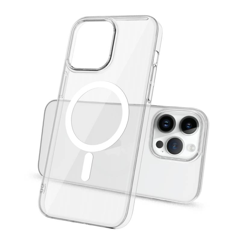 Apple iPhone 14 Pro Max Kılıf Zore Wireless Şarj Özellikli Şeffaf Tek Kamera Çerçeveli Porto Kapak - 1