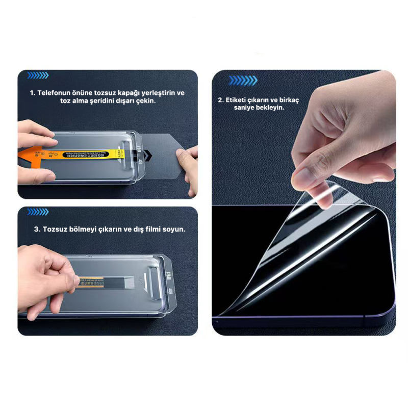 Apple iPhone 14 Pro Max Zore 3D Oliv HD Temperli Cam Ekran Koruyucu + Kolay Uygulama Aparatı - 7