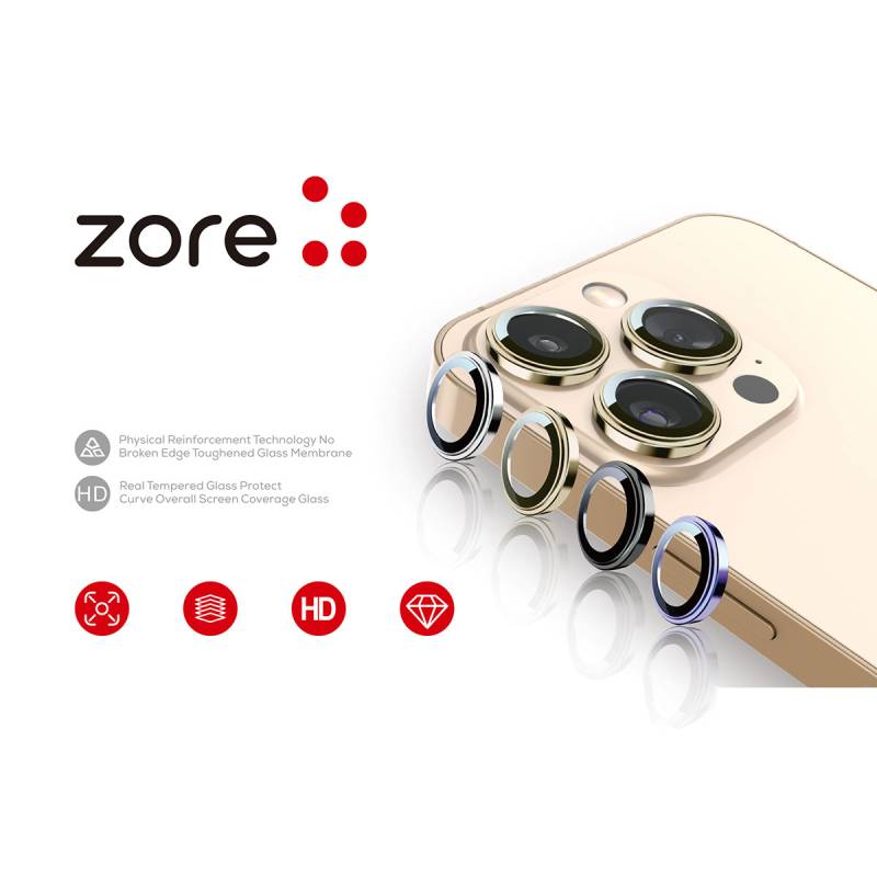 Apple iPhone 14 Pro Max Zore CL-12 Premium Safir Parmak İzi Bırakmayan Anti-Reflective Kamera Lens Koruyucu - 14
