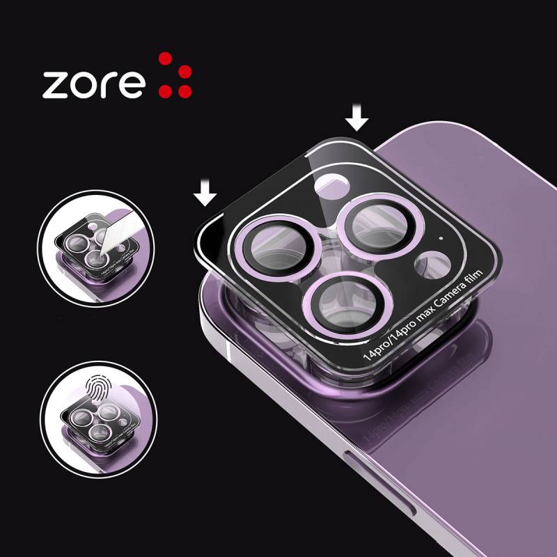 Apple iPhone 14 Pro Zore CL-12 Premium Safir Parmak İzi Bırakmayan Anti-Reflective Kamera Lens Koruyucu - 11