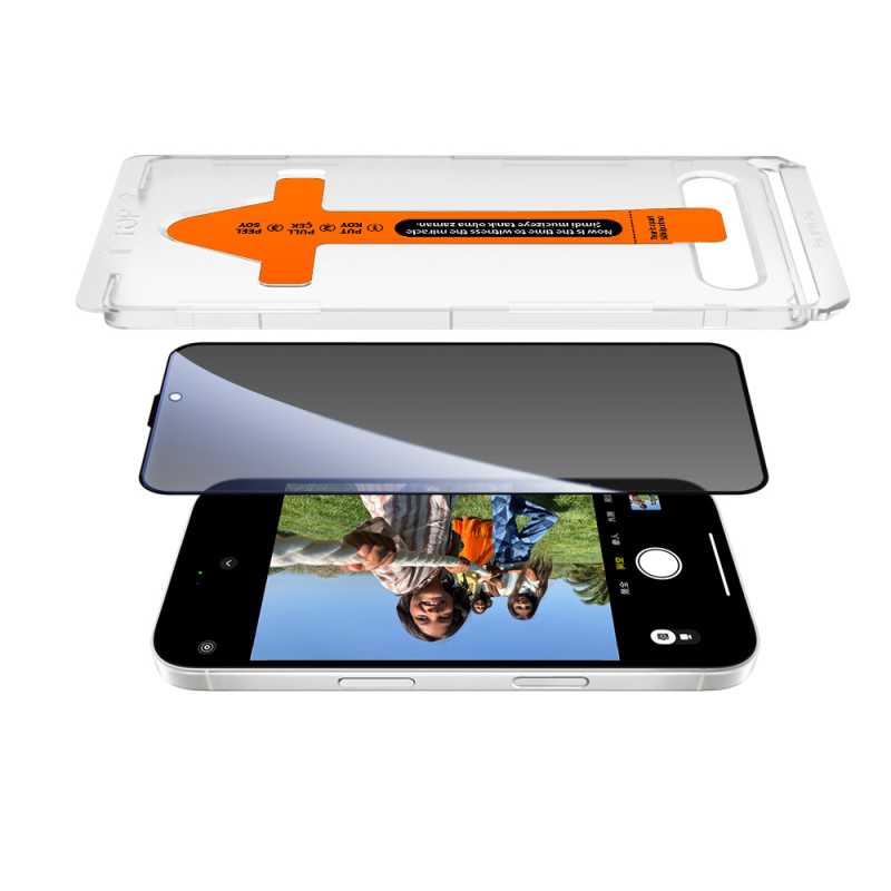 Apple iPhone 14 Zore 2.5D Oliv Privacy Tempered Glass Screen Protector + Easy Application Tool - 3