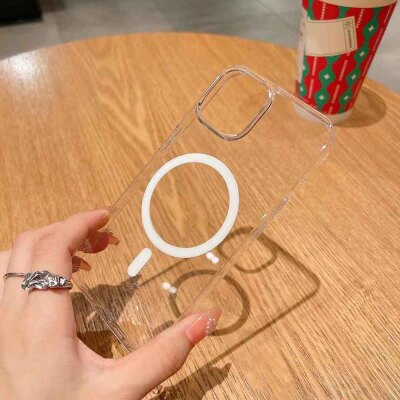 Apple iPhone 15 Camera Protected M-Safe Charging Transparent Zore London Hard PC Case - 8