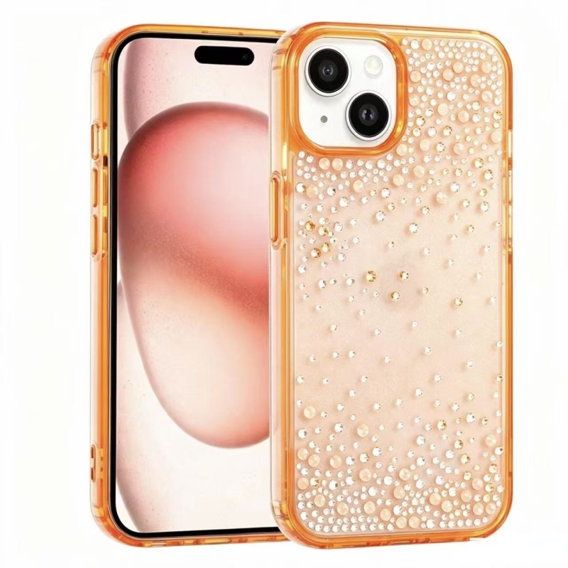 Apple iPhone 15 Case Airbag Design Droplet Rhinestone Transparent Zore Pera Silicone Cover - 4