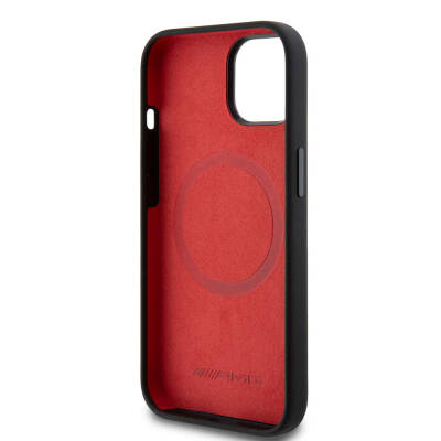 Apple iPhone 15 Case AMG Original Licensed Magsafe Charging Feature Silicone Red Striped Cover - 7