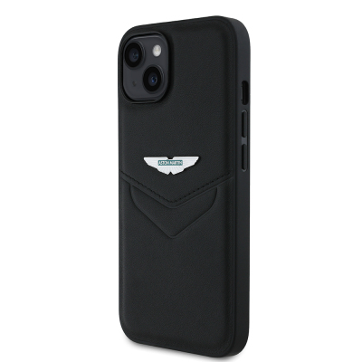 Apple iPhone 15 Case Aston Martin Original Licensed Victory Design PU Leather Metal Logo Cover - 3