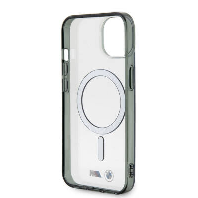 Apple iPhone 15 Case BMW Magsafe Transparent Silver Ring Original Licensed Cover with Charging Feature - 6