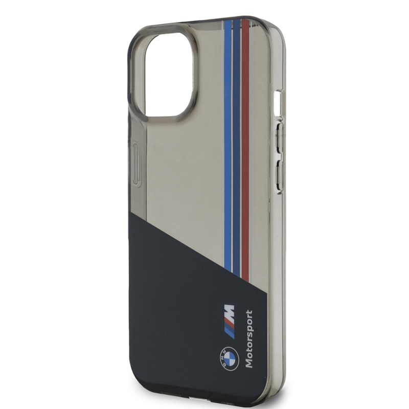 Apple iPhone 15 Case BMW Original Licensed Semi-Transparent M Design Striped Cover - 7