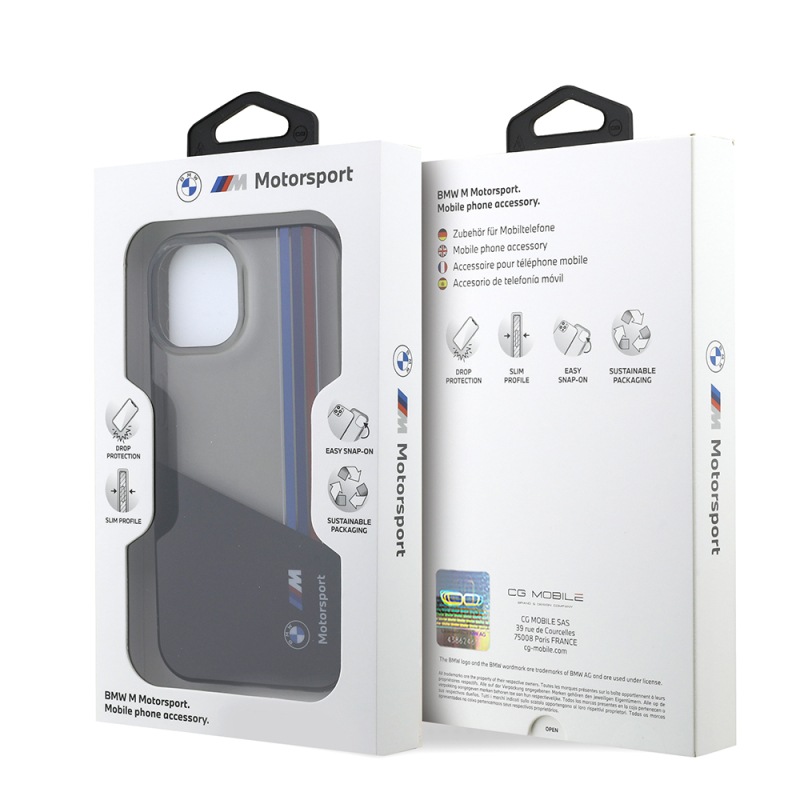 Apple iPhone 15 Case BMW Original Licensed Semi-Transparent M Design Striped Cover - 9