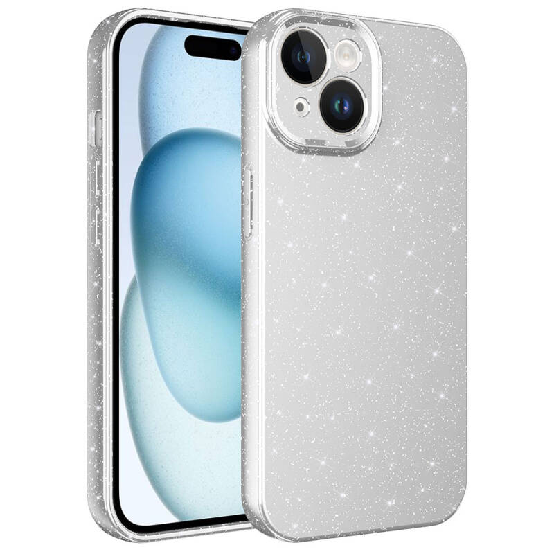 Apple iPhone 15 Case Camera Protected Silvery Luxury Zore Cotton Cover - 7