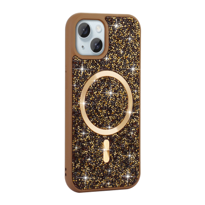 Apple iPhone 15 Case Diamond Design Magsafe Charging Feature Zore Mosaic Silicone Cover - 3