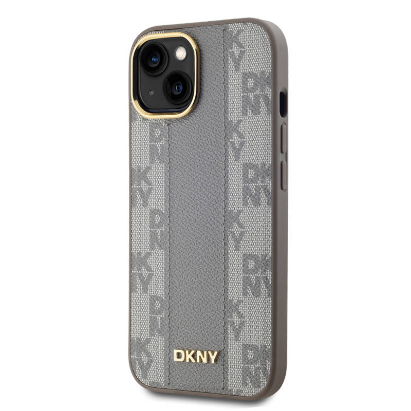 Apple iPhone 15 Case DKNY Original Licensed MagSafe Charging Feature 3D Written Checkered Pattern Cover - 4