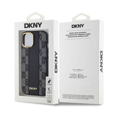 Apple iPhone 15 Case DKNY Original Licensed MagSafe Charging Feature 3D Written Checkered Pattern Cover - 5