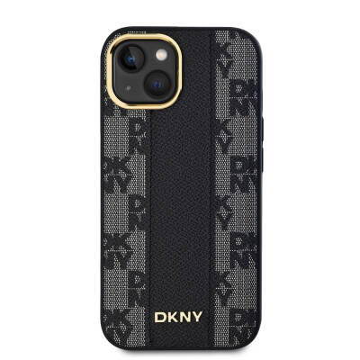 Apple iPhone 15 Case DKNY Original Licensed MagSafe Charging Feature 3D Written Checkered Pattern Cover - 6