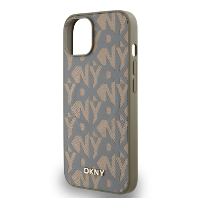 Apple iPhone 15 Case DKNY Original Licensed Magsafe Charging Feature 3D Written Grid Pattern Cover - 15