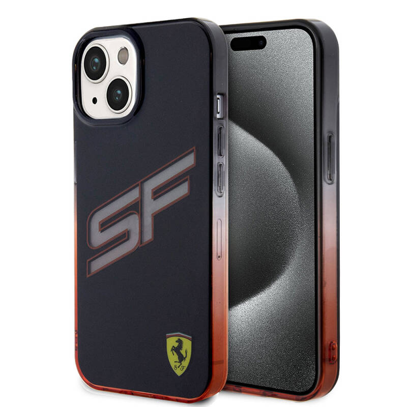 Apple iPhone 15 Case Ferrari Original Licensed Transparent SF Written Color Transition Edges Cover - 9