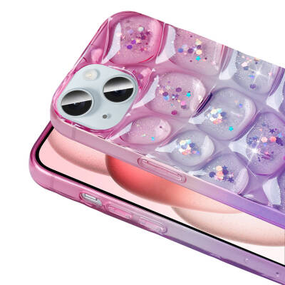 Apple iPhone 15 Case Glittery 3D Patterned Zore Hacar Cover - 10