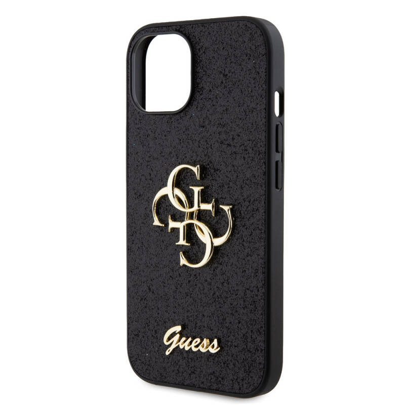 Apple iPhone 15 Case Guess Original Licensed 4G Glitter Cover with Large Metal Logo - 5