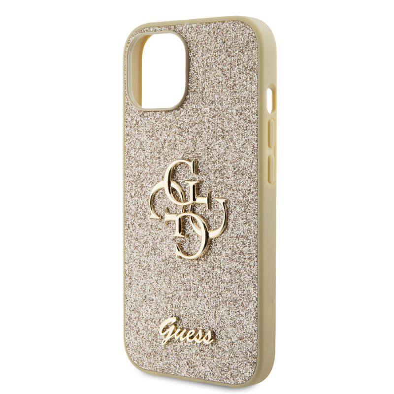 Apple iPhone 15 Case Guess Original Licensed 4G Glitter Cover with Large Metal Logo - 13