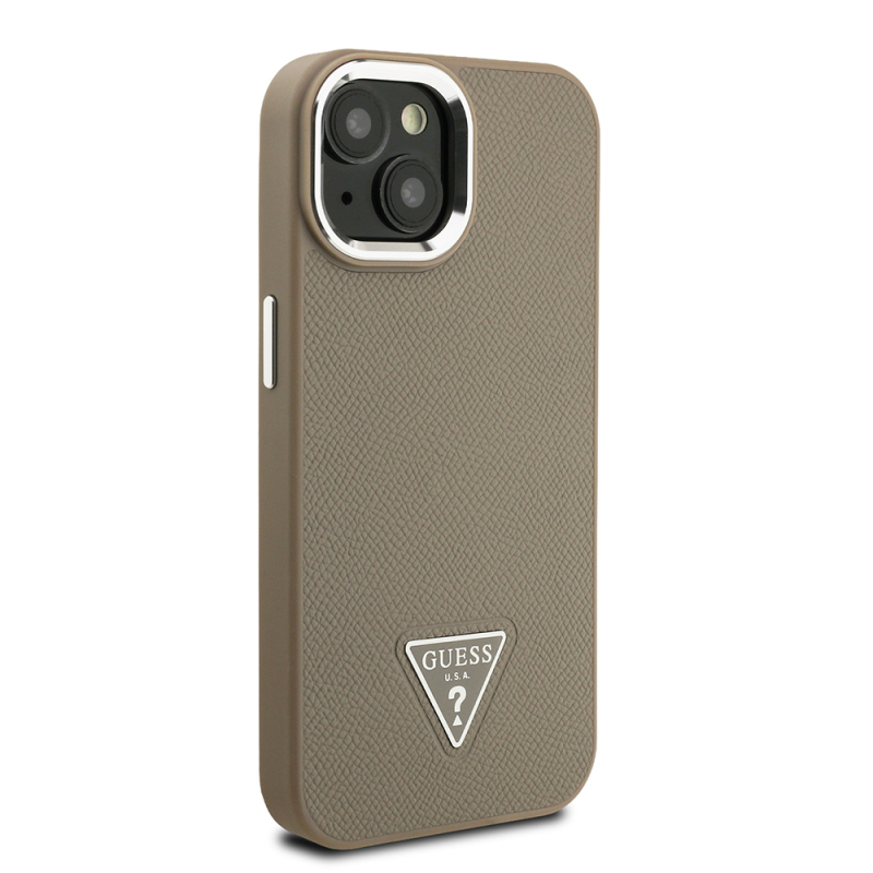 Apple iPhone 15 Case Guess Original Licensed M-safe Charging Feature Grained Triangle Cover - 5