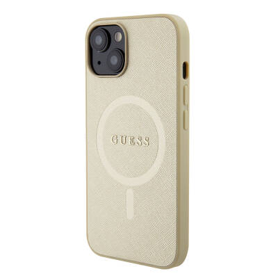 Apple iPhone 15 Case Guess Original Licensed Magsafe Charge Feature with Text Logo Saffiano Cover - 2