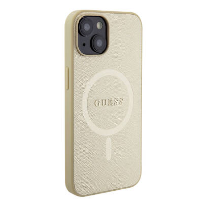 Apple iPhone 15 Case Guess Original Licensed Magsafe Charge Feature with Text Logo Saffiano Cover - 4