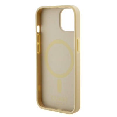 Apple iPhone 15 Case Guess Original Licensed Magsafe Charge Feature with Text Logo Saffiano Cover - 6