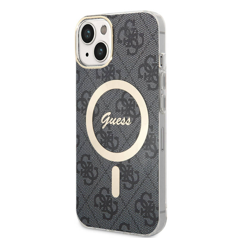 Apple iPhone 15 Case Guess Original Licensed Magsafe Charging Feature 4G Patterned Cover with Text Logo - 2