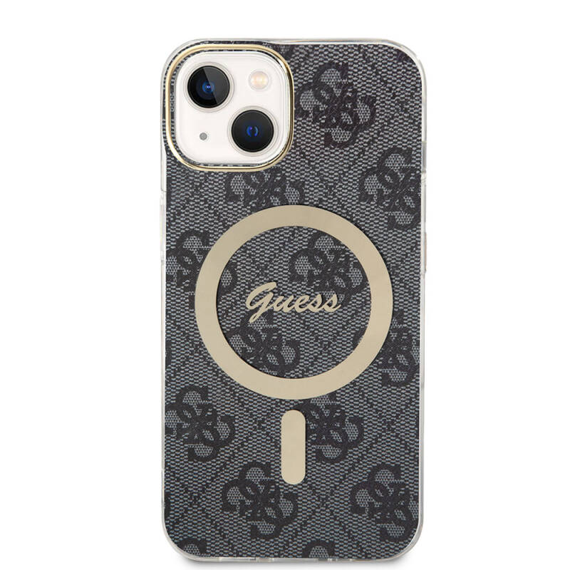 Apple iPhone 15 Case Guess Original Licensed Magsafe Charging Feature 4G Patterned Cover with Text Logo - 3