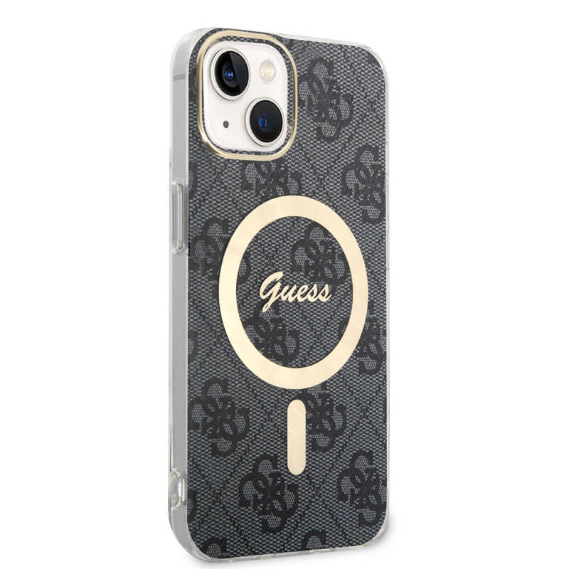 Apple iPhone 15 Case Guess Original Licensed Magsafe Charging Feature 4G Patterned Cover with Text Logo - 8