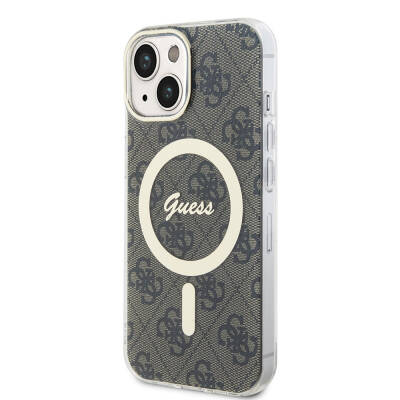 Apple iPhone 15 Case Guess Original Licensed Magsafe Charging Feature 4G Patterned Cover with Text Logo - 9