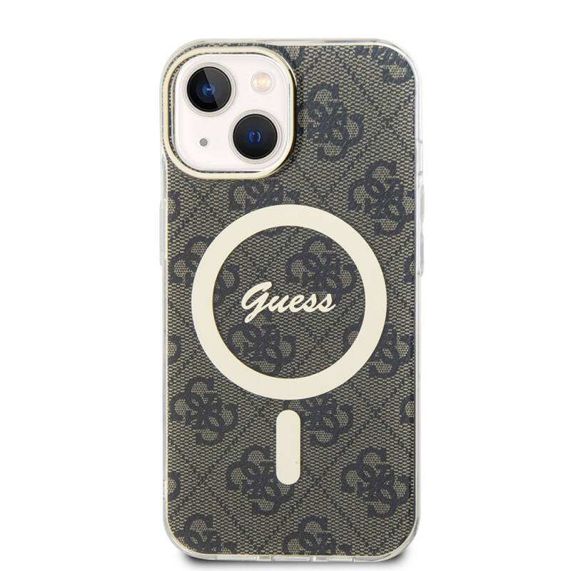 Apple iPhone 15 Case Guess Original Licensed Magsafe Charging Feature 4G Patterned Cover with Text Logo - 10