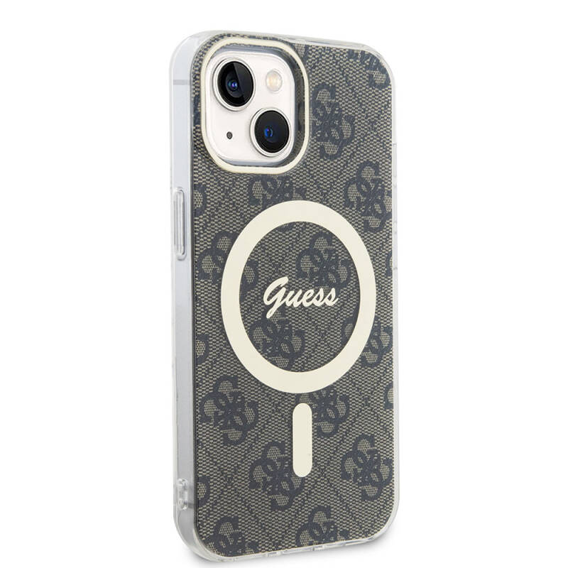 Apple iPhone 15 Case Guess Original Licensed Magsafe Charging Feature 4G Patterned Cover with Text Logo - 15