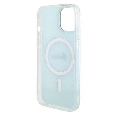 Apple iPhone 15 Case Guess Original Licensed Magsafe Charging Feature Iridescent Cover with Text Logo - 14