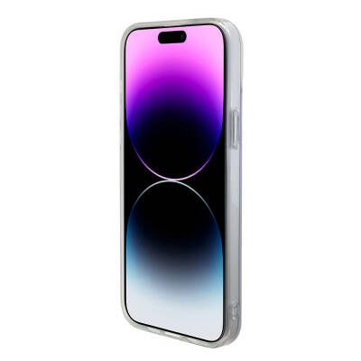 Apple iPhone 15 Case Guess Original Licensed Magsafe Charging Feature Iridescent Cover with Text Logo - 20