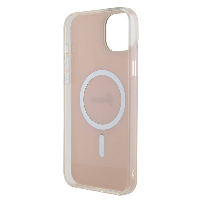 Apple iPhone 15 Case Guess Original Licensed Magsafe Charging Feature Iridescent Cover with Text Logo - 30